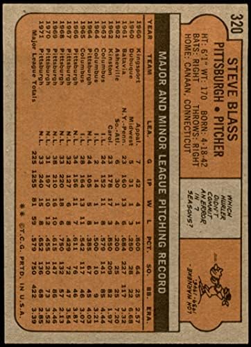 1972 Topps 320 Стив Blass Питсбърг Пайрэтс (Бейзболна картичка) NM+ Пирати