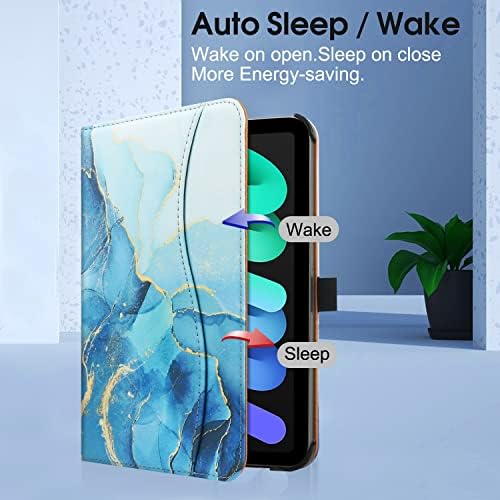 FANRTE Нов калъф за iPad Mini 6 2021 (6-то поколение), интелигентна защитна капачка-поставка за фолио, изкуствена кожа премиум-клас, няколко ъгли на видимост и функция за автоматично събуждане и заспиване за iPad Mini