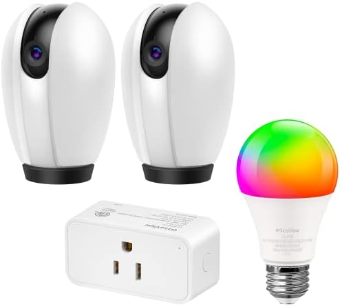 Комплект интелигентни електрически крушки LaView, Мъжки и камера за сигурност от четири части, Bluetooth и светлини, променящи цвета, Умен Изход, Съвместим с Алекса, Бебефо