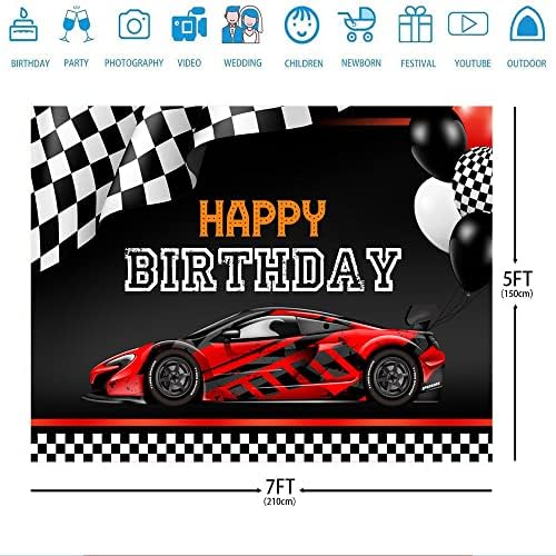 Ticuenicoa 7x5ft Червен Състезателен Автомобил честит Рожден Ден на Фона на Автомобил Тематични Украса за Парти по случай рождения Ден на Състезателна Парти Снимка Фон Де