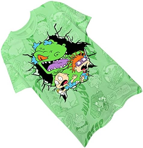 Мъжка тениска с анимационни герои на 90-те години на Nickelodeon - Тениска часа rugrats Hey Arnold Ren & Stimpy Rocko's Modern Life Вратовръзка Боядисват