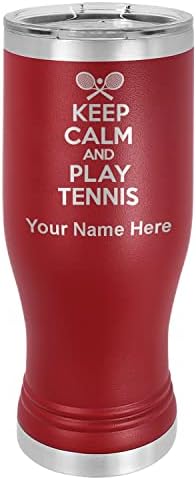 Чаша Пилснера LaserGram 14 грама с Вакуумна изолация, успокой се и играйте Тенис, Приложен Персонални гравиране (светло лилаво)