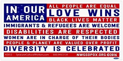 в Нашата Америка Черна Живот Има Значение, и Любовта Побеждава Разнообразие, Стикер върху Бронята на Колата Стикер 7,75 до 3.75 инча