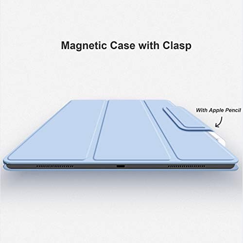 Калъф Aoub за iPad Pro 11 2022/2021/2020/2018, калъф с магнитно затваряне на Rebound и закопчалка [Поддържа сдвояване моливи и зареждате], Ултратънък смарт калъф Trifold Stand за iPad Pro 11 см, светло синьо