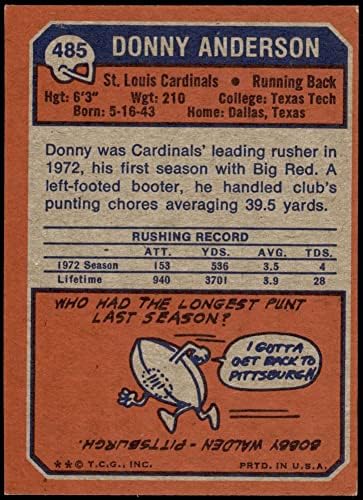 1973 Topps # 485 Дони Андерсън Сейнт Луис Кардиналс-Футболна карта VG/EX Кардиналите-FB Texas Tech
