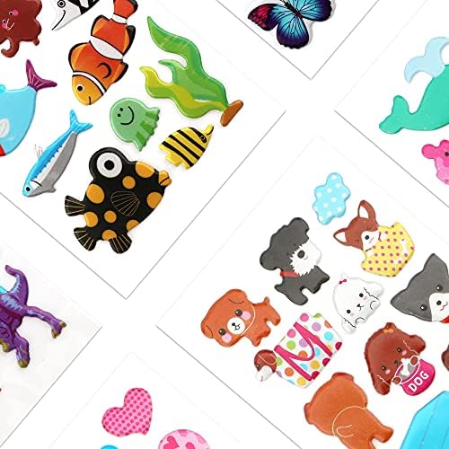 SAVITA 3D Стикери за деца и бебета 500+ Пълни стикери Разнообразна опаковка за Scrapbooking Bullet Journal, включваща Животни, цифри, Плодове, Риба, Динозаври, автомобили и още много Други...