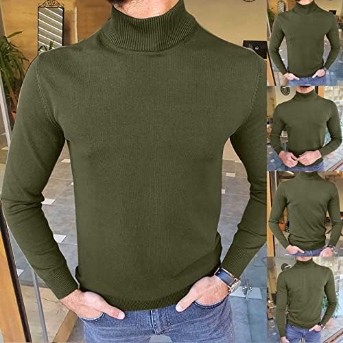 Мъжка Мода Slim Fit Базова Поло Тениски С дълги Ръкави Случайни Вязаный Пуловер Пуловер Однотонная Блуза, Топ