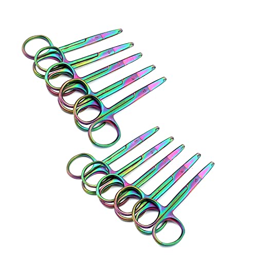 Комплект от 10 различни Цветни Титанови ножица Rainbow Бод 3,5 от Неръждаема Стомана, от онлайн МАГАЗИН G. S
