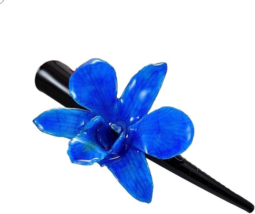 Декорация На Цветя Теми, Тъмно Синя Шнола За Коса С Една Орхидея Дендробиум
