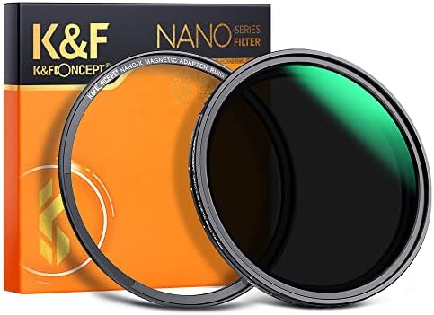 K & F Concept 55 мм Магнитен Променлив филтър за обектив ND8-ND128 (3-7 спирка) + Основен комплект магнитни пръстени за филтъра, регулируем филтър с неутрална плътност 28 многосл?