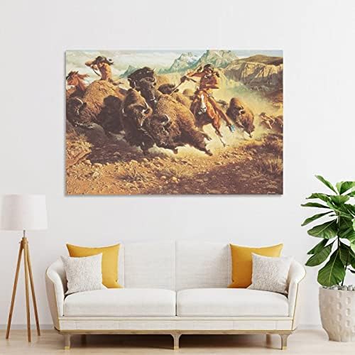 На лов за биволи, ковбойская Лов в западен стил Реколта Художествени плакати (1) Стенни Художествени Картини на Платното за Декора на Стените Начало Декор Декор Хол