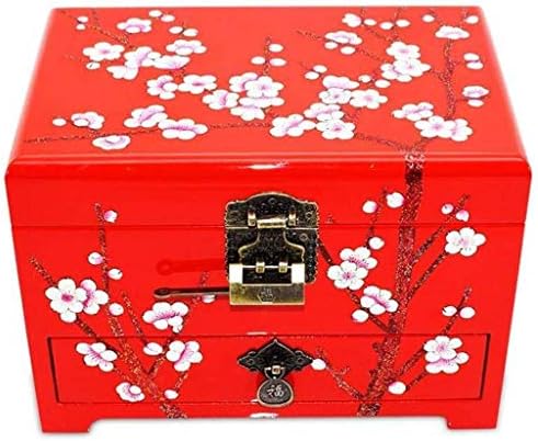 Ковчег за Бижута NaNa WYEMG - Червен Ковчег За Бижута Кутия За Съхранение на Червена Слива, Wooden Сватбен Подарък (Цвят: A)