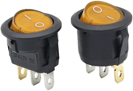 2 ЕЛЕМЕНТА KCD1 кулисный превключвател 12 В 220 ВКЛЮЧЕНО-изключено 2-позиция 3-пинов жълто Малък Кръг електрическо оборудване с превключвател на захранване на светлината - (Цвят: 2 бр. размер: 220)