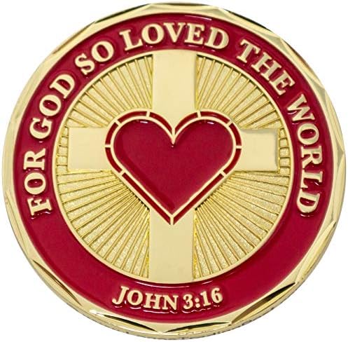 Бог Ви обича, Монета, защото Бог Толкова възлюби Света, Че Даде Своя Единороден Син, Йоан 3:16 Дар. Позлатен християнска монета на Повикване. Артикул. Вечният Живот, Съ?