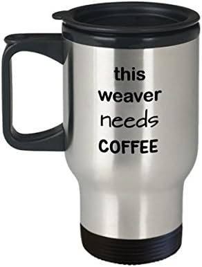 Подарък Халба за пътуване Тъкач, Тази Ткачихе нужда от кафе, утайка от чаша от неръждаема стомана с обем 15 мл с капак, Подарък Чаша за Уивър Novelty, Кафеена чаша от неръ?