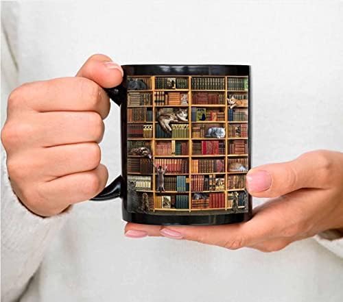 Кафеена Чаша за Котешки библиотека На Рафта с Книги, Любителите на книги 954546
