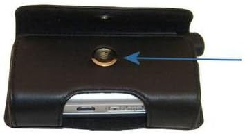 Корпоративна Хоризонтален черен кожен калъф за носене на HTC Prophet марка Gomadic с вградена линия за колан и допълнителен клипс за колан
