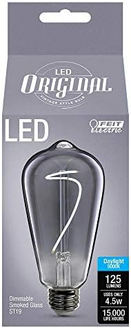 Feit 40-Ватов Еквивалент на Led дим лампи с регулируема яркост ST19 В ретро стил за осветление при дневна светлина (E26)