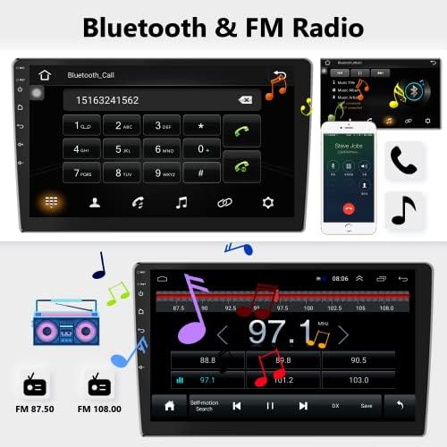 Автомобилна стерео система Android с двоен Din, Безжична Apple Carplay, Rimoody, Авто радио с докосване на екрана 10 инча, Bluetooth, GPS Навигация, WiFi, FM-радио, Огледална линк iOS / Android + Резервно помещение