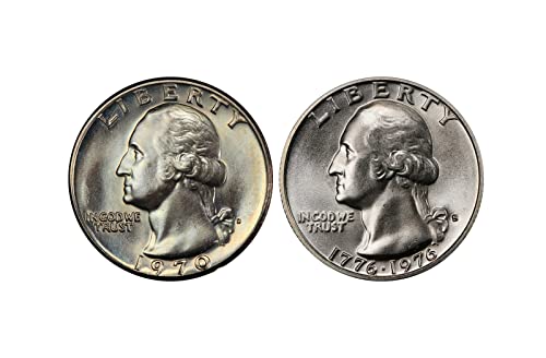 1970 D & 1976 S Washington Quarter 25C BU 2 Набор от монети Албум Рядка Банковата детайл Отличен Блестящ Необращенный Скъпоценен Камък Избор на САЩ