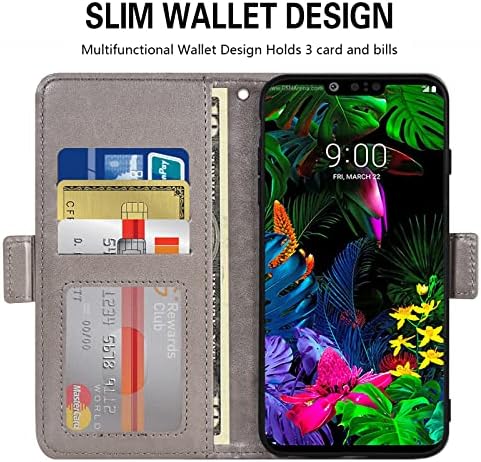 Asuwish е Съвместим с калъф-портфейл LG G8 ThinQ и защитно фолио за екран от закалено Стъкло, Конвертируеми портфейла си, Каишка за китката, Собственик на кредитната карта, Стойка, калъф за мобилен телефон LGG8 Thin
