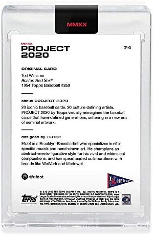Бейзболна картичка Topps Project 2020 74 1954 Тед Уилямс от Efdot - Произведени общо 8 897 броя!