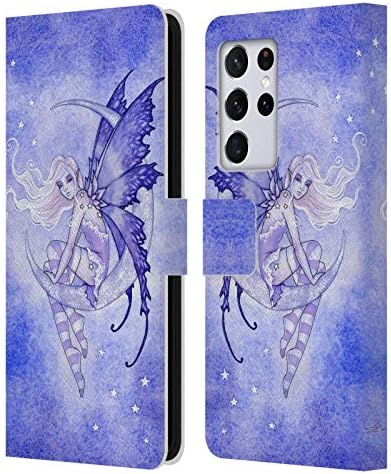 Дизайн на своята практика за главата Официално Лицензиран Ейми Браун Raven Pixie Elemental Fairies Кожен Калъф-Книжка-джобен формат и е Съвместим с Samsung Galaxy S21 Ultra 5G
