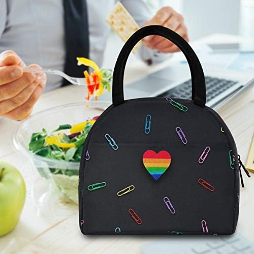 Случайна чанта за обяд Дамски - Rainbow Heart Голяма Запечатани Кутия за Обяд с плечевыми ремъци за работа за Мъже
