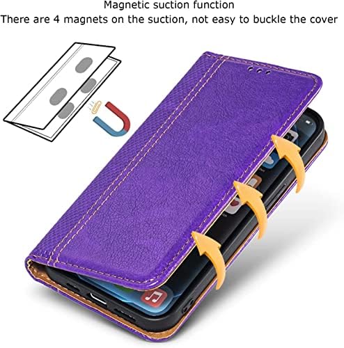 Калъф KOSSMA за iPhone 14/14 Plus/14 Pro/14 Pro Max, една чанта-портфейл от изкуствена кожа с поставка за карти, вградена магнитна закопчалка, флип-надолу капачката-за награда в клетка за телефон (Цвят: Preto, Размер: