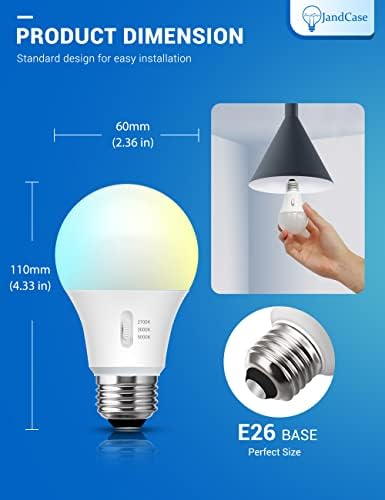 Led лампа JandCase E26, 10 W, еквивалент на 100 Вата, за избор На 3 цветове (2700 K/3000 ДО / ОТ 5000 ДО), 1000ЛМ, Енергоспестяващи крушки без регулиране на яркост, led лампи за спалня, офис, дневна, кухня, 4 опаковки