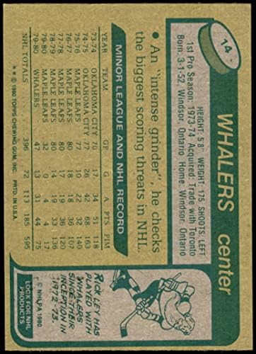 1980 Topps 14 Пат Бутетт Хартфорд Уэйлерс (хокейна карта) EX/MT Whalers
