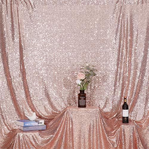Вечната Красота Руж Цвят Шампанско С Пайети Сватбен Фон, Фон За Снимки Завеса за Партита, 5 метра Х 7 метра