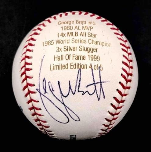 Играта на топка с лазерно гравирани с автограф на Джордж Бретта, подписан от MLB Бейзбол LE /5 JSA - Бейзболни топки с автографи