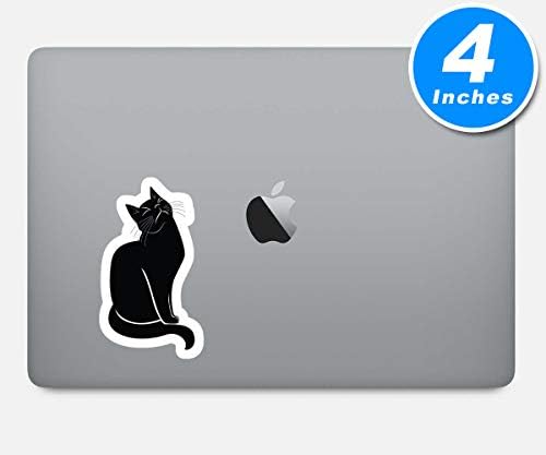Стикер Черна котка седи Етикети Котки - 3 опаковки - Набор от стикери за лаптоп 2,5, 3 и 4 инча - за лаптоп, телефон, бутилки с вода (3 опаковки) S212465