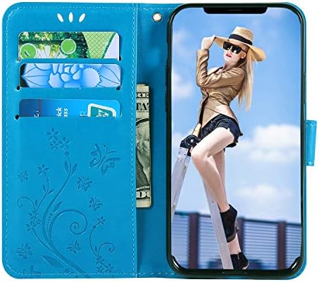Чанта-портфейл FLYEE, съвместим с iPhone 14, с държач за карти, една Чанта-портфейл със сгъваща се стойка и цветя за жени и момичета, Защитен Флип калъф от изкуствена кожа с