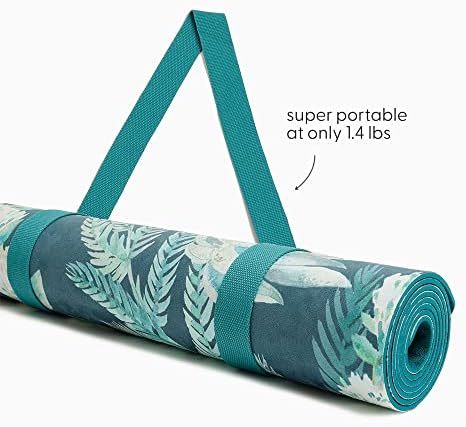 Килимче за йога от веганской велур POPFLEX с лента в комплект - Ултра Впитывающий подложка за упражнения - Нескользящий килимче за йога - Голям килимче за йога за жени - ?