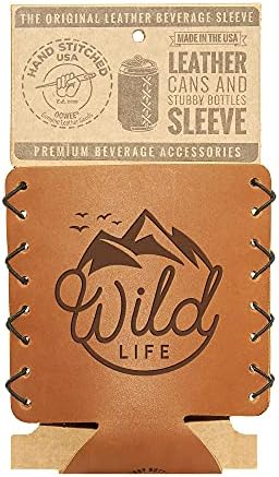 Oowee Products | Титуляр за консерви от естествена кожа Wild Life /, Подходящи за кутии с тегло от 12 до 16 унции | Естествена кожа | чудесно за напитки, бира и сода