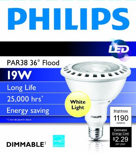 Philips 429126 19-ваттная Прожекторная лампа AirFlux PAR38 LED 3000K, С регулируема яркост, Бяла