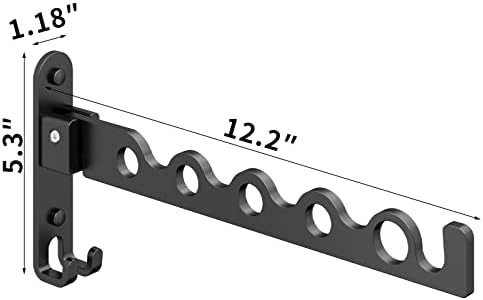 JOOM Прибиращ се Сгъва Стенни Закачалка за дрехи, Сгъваема Закачалка за Дрехи, Органайзер За Съхранение на Дрехи, Закачалка за Дрехи, Простор за Дрехи, 2 бюра с Пръчка (черен)