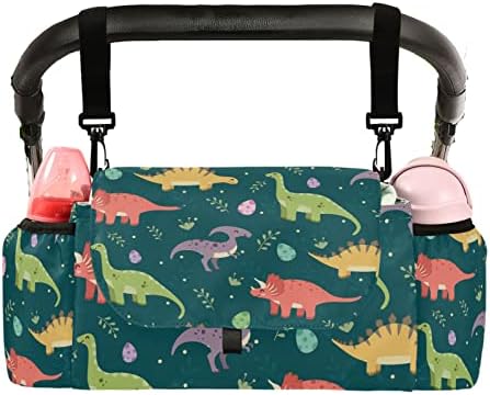 Карикатура сладък динозавър, детска количка органайзер с подстаканником универсална инвалидна количка организатор чанта, подвижна презрамка аксесоари за колички пелени за закуски ключове играчки са подходящи за всички