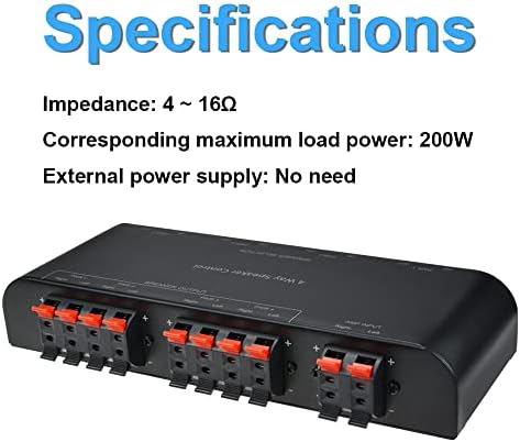 Блок преминаване стереодинамиков SWEETECH 1-IN-4-OUT, клемма избор с капаче, поддържа кабели с калибър 9 (диаметър 2,906 мм) или по-малко, със защита от импеданс, съвместими високоговорители 4/8 /16Ω капацитет до 200