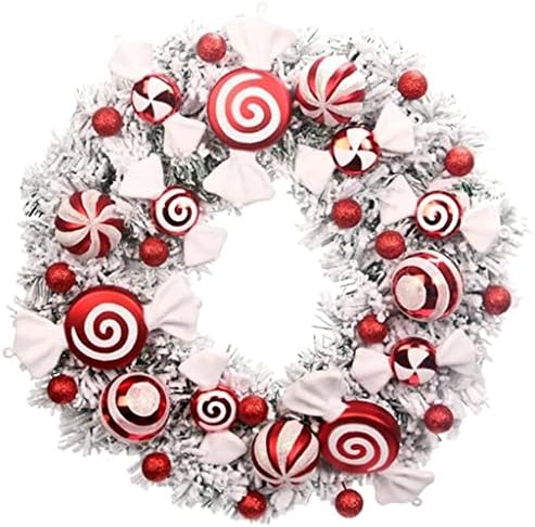 JAHH Имитация на Коледен венец и украса от бонбони, Венец, Украса за входната врата, прозорци, Цвете Пръстен, украса за рожден ден, партита (Цвят: A Размер: 40 см)