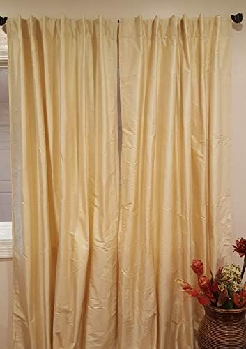 Парижки Стил в къщи - Ново! Завеси Dupioni от най-добрите естествена коприна с джоб на гърба на облегалката Направено в Индия - Цвят: Pearl (50 x 96)