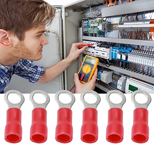 Eujgoov 100 бр. Предварително Изолирани Пръстен Обжимные клеми # 4/# 8/# 10 AWG 22-16 Съединител за кабели Зелен/Червен/Син Свивам Конектори за кабели (RV1.25-4)