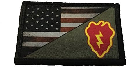 Пълноцветен Флаг на 25-та пехотна дивизия на САЩ, нашивка на морала на тактически военни. Кука и контур, 2x3 Произведено в САЩ Са идеални за вашия раницата си, пътна чанта, екипировка Molle, шапки оператор или шапки!