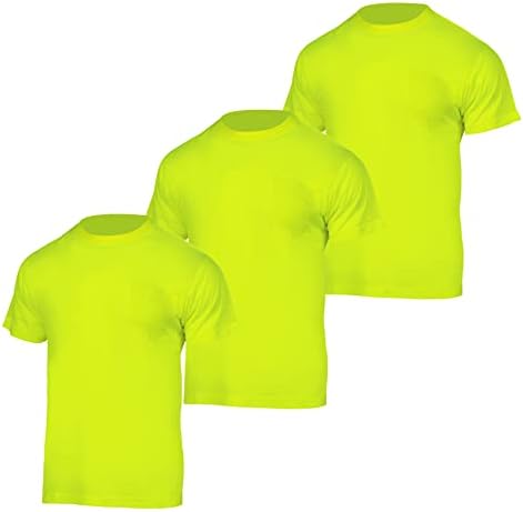 Защитни тениски VENDACE High Visibility, 3 опаковки на Мъжките блузи Hi Vis с Къс ръкав за строителни работи (Жълто, XL)