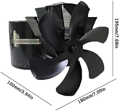 Uongfi 5-Черно Вентилатор за полицата за печки с топлинна захранването, Дърво Горелка, Екологични Тих вентилатор, Вентилатор за ефективно разпределение на топлината в дома (Цвят: Плосък кредит)