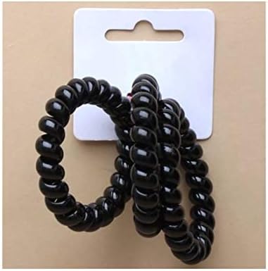 Закачалка Rimi за момичета, телефонен кабел, гумени ленти за коса, телефонен кабел, спирала лента за коса, спирален кабел, гумени ленти за коса, 3 броя, черен, голям размер