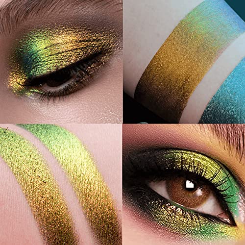 Многоцветни Течни Сенки за очи, Хамелеон, Металик, Зелено-Златни, Променящи Цвета на Холограма Гел Сенки За очи, Высокопигментированные, бързо съхнещи, Водоустойчи?