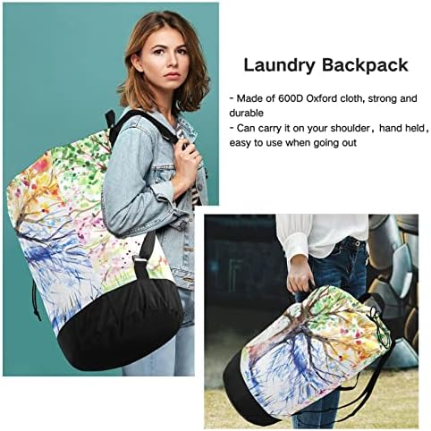 Найлонова чанта за дрехи ръчно рисувани в 4 цвята на Дървото със закопчалка на дантели и машинно измиване на Големи чанти са подходящи за кошници за бельо и достатъ?